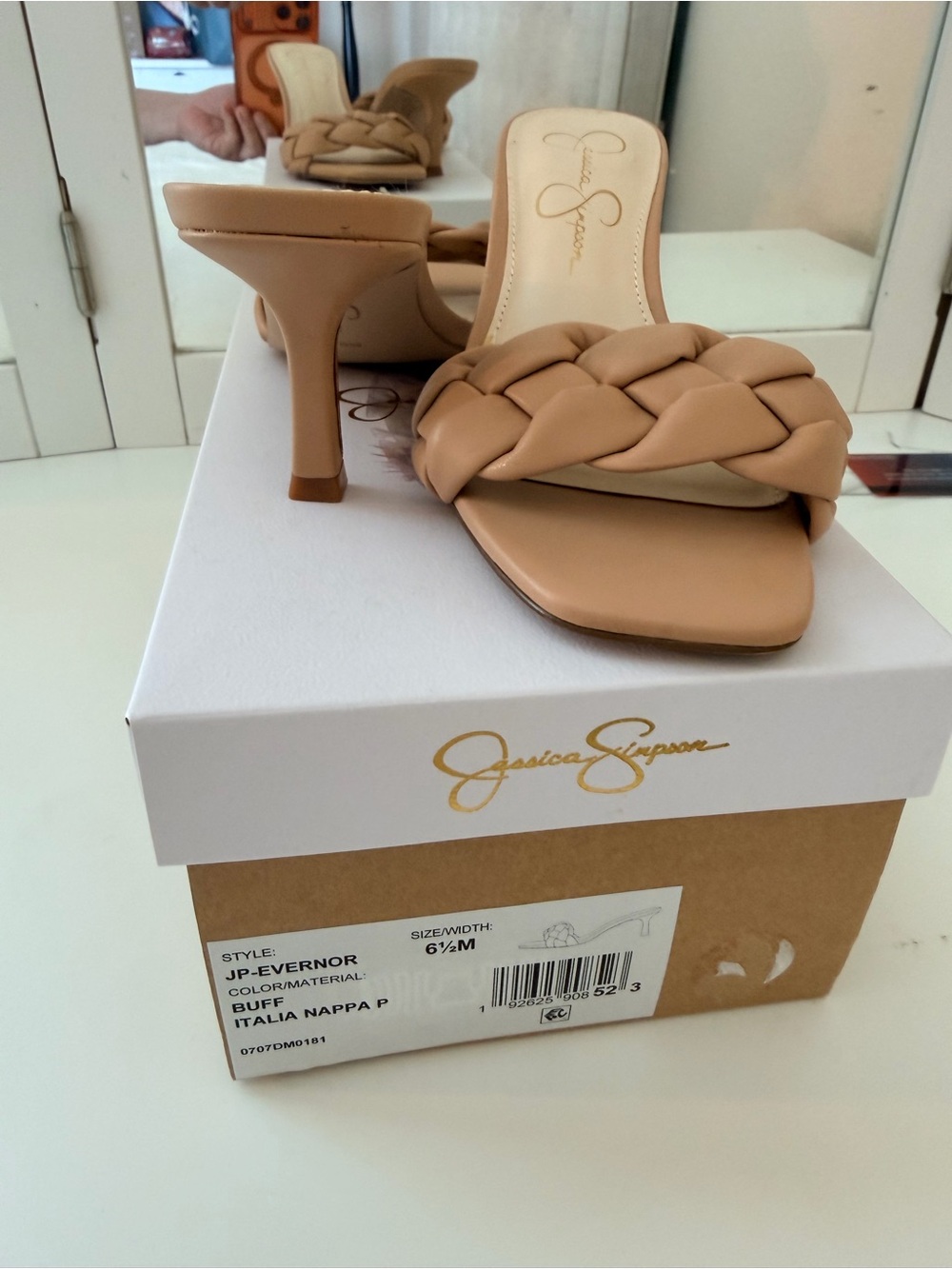 Jessica Simpson Buff Braided Square Toe Slide Heels